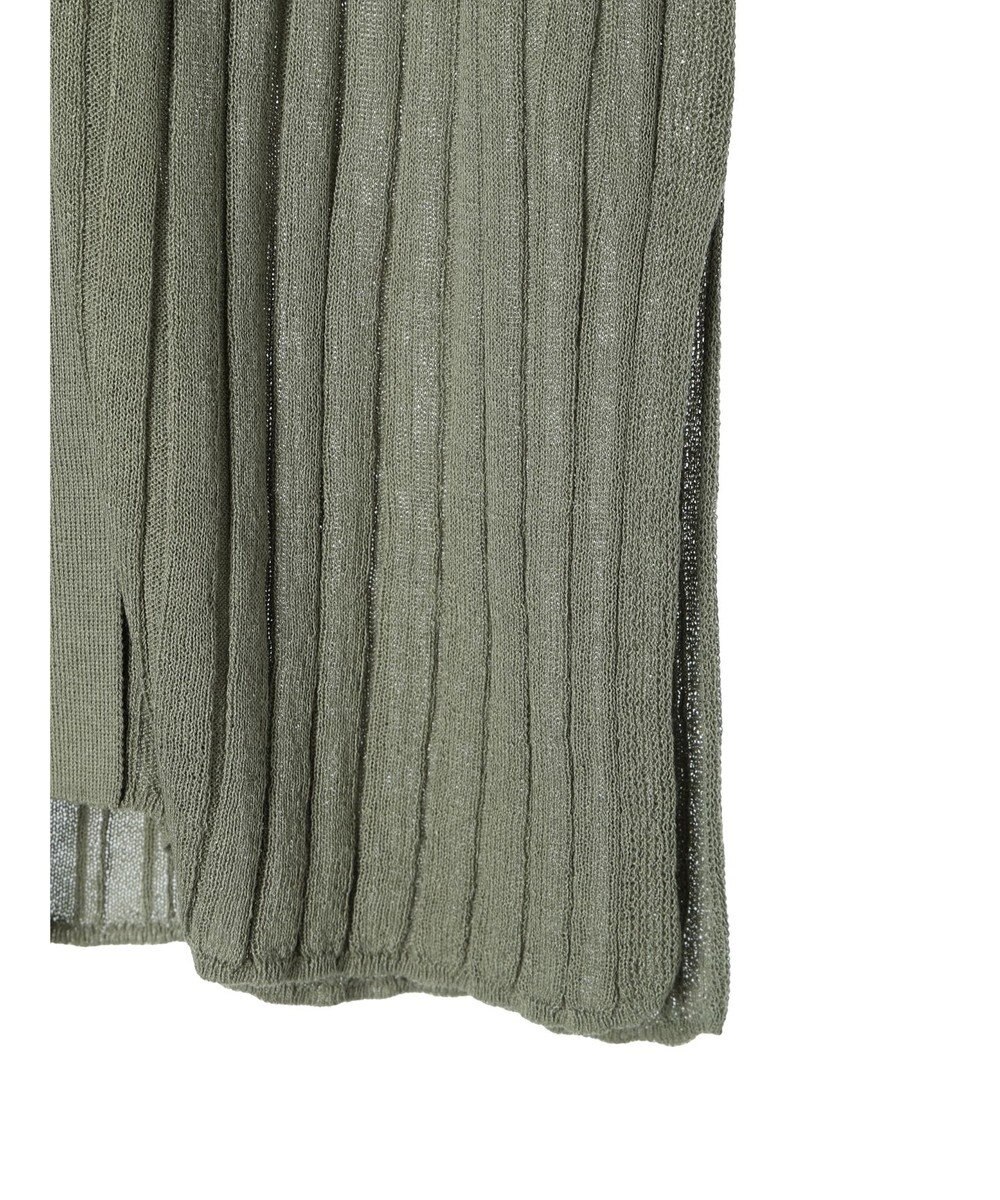 Green Parks 推しニット　リブ編みミドル丈カーディガン 