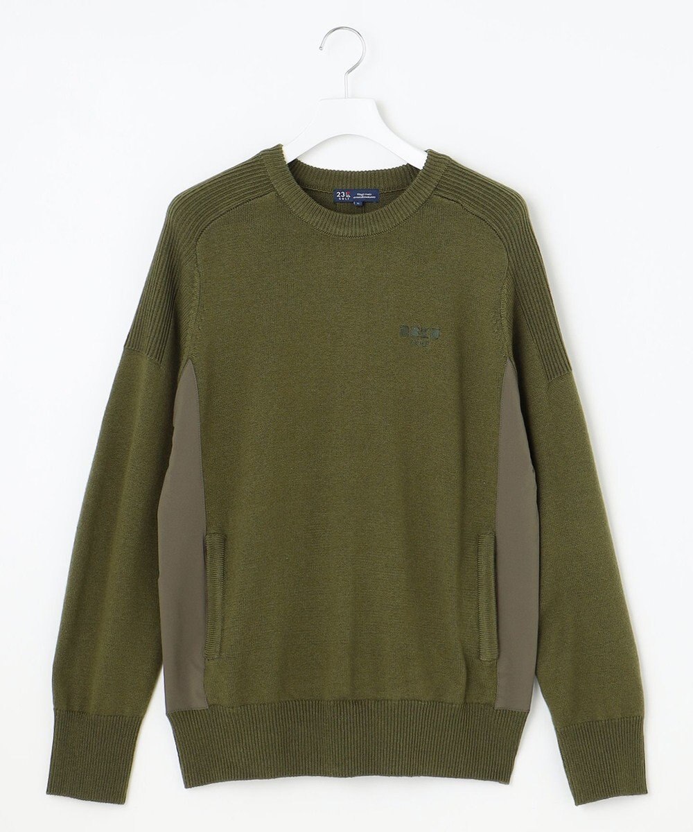 23区GOLF 【MEN】【ウォッシャブル】サドルショルダー クルーニット 