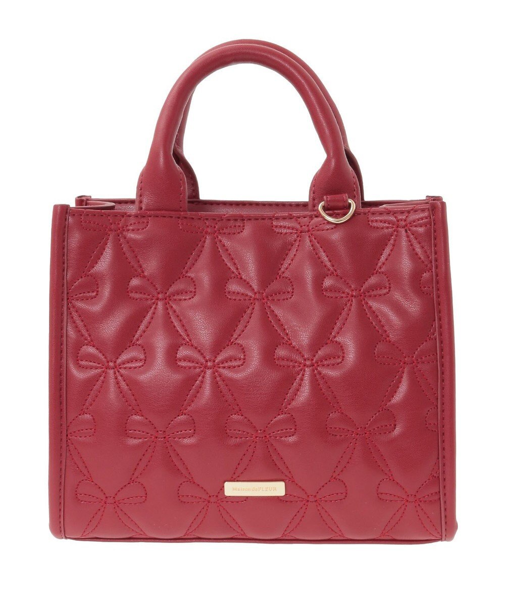 Maison de FLEUR スカーフ付きリボンキルティングスクエアトート 