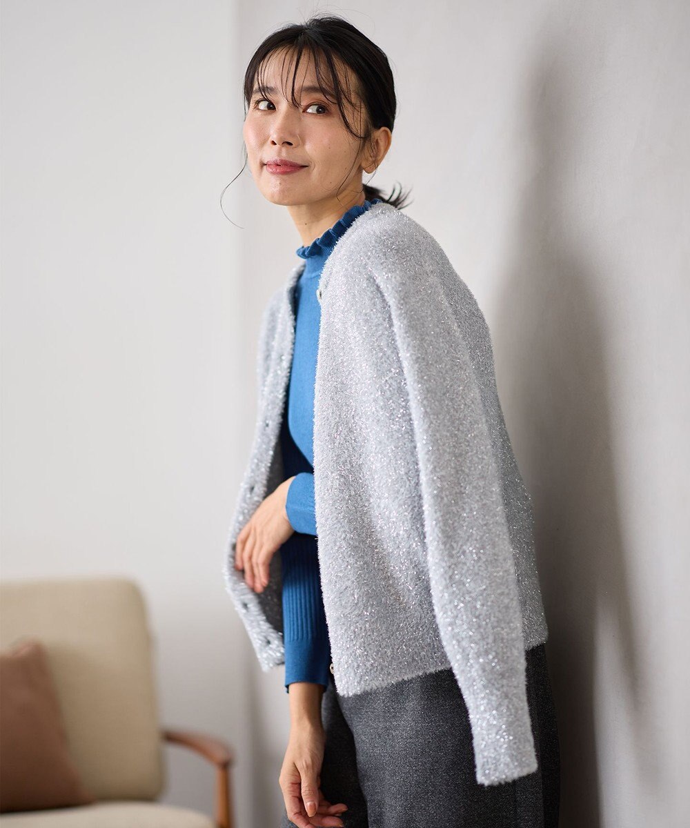 ANY シャイニーニットカーディガン 