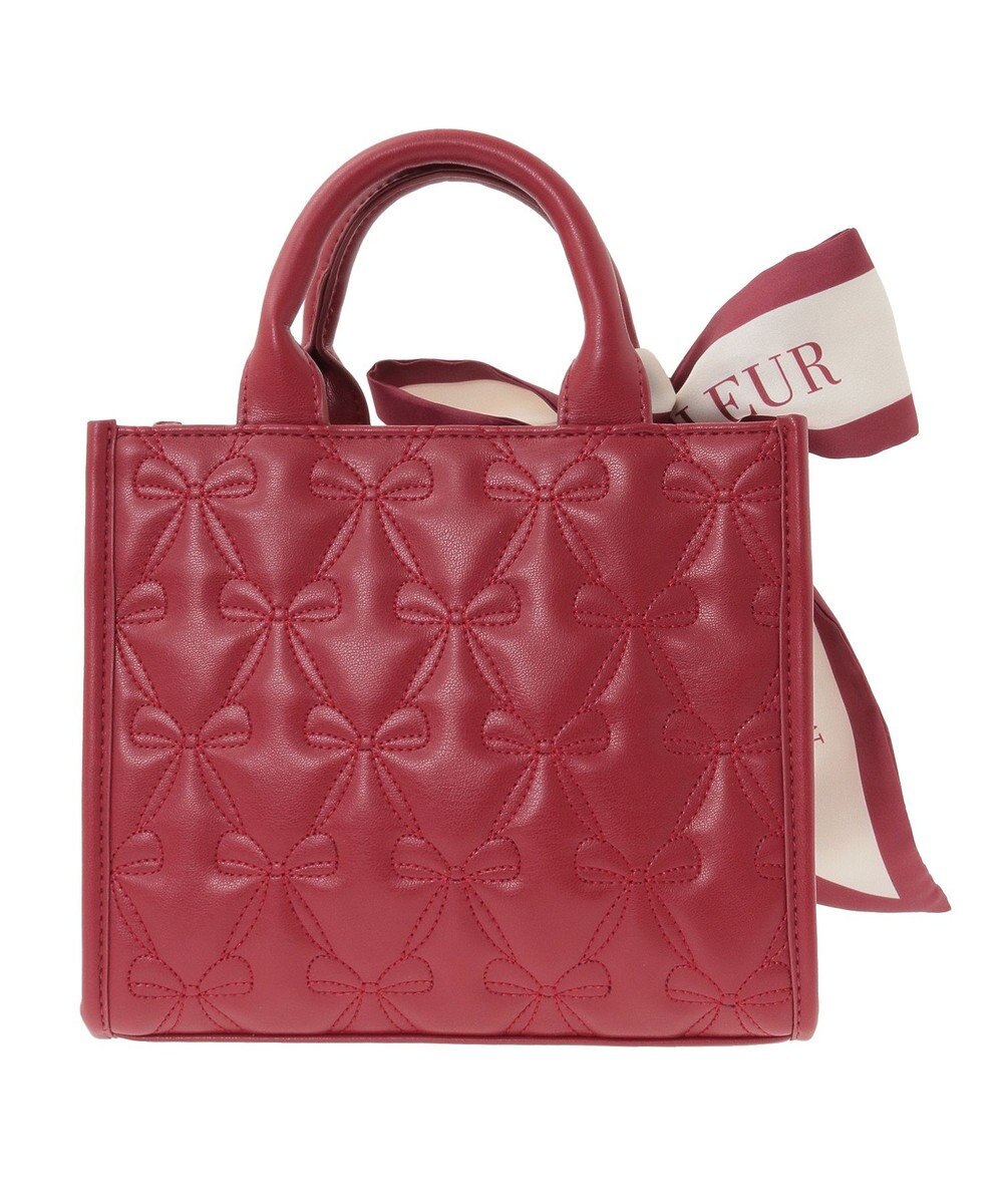 Maison de FLEUR スカーフ付きリボンキルティングスクエアトート 