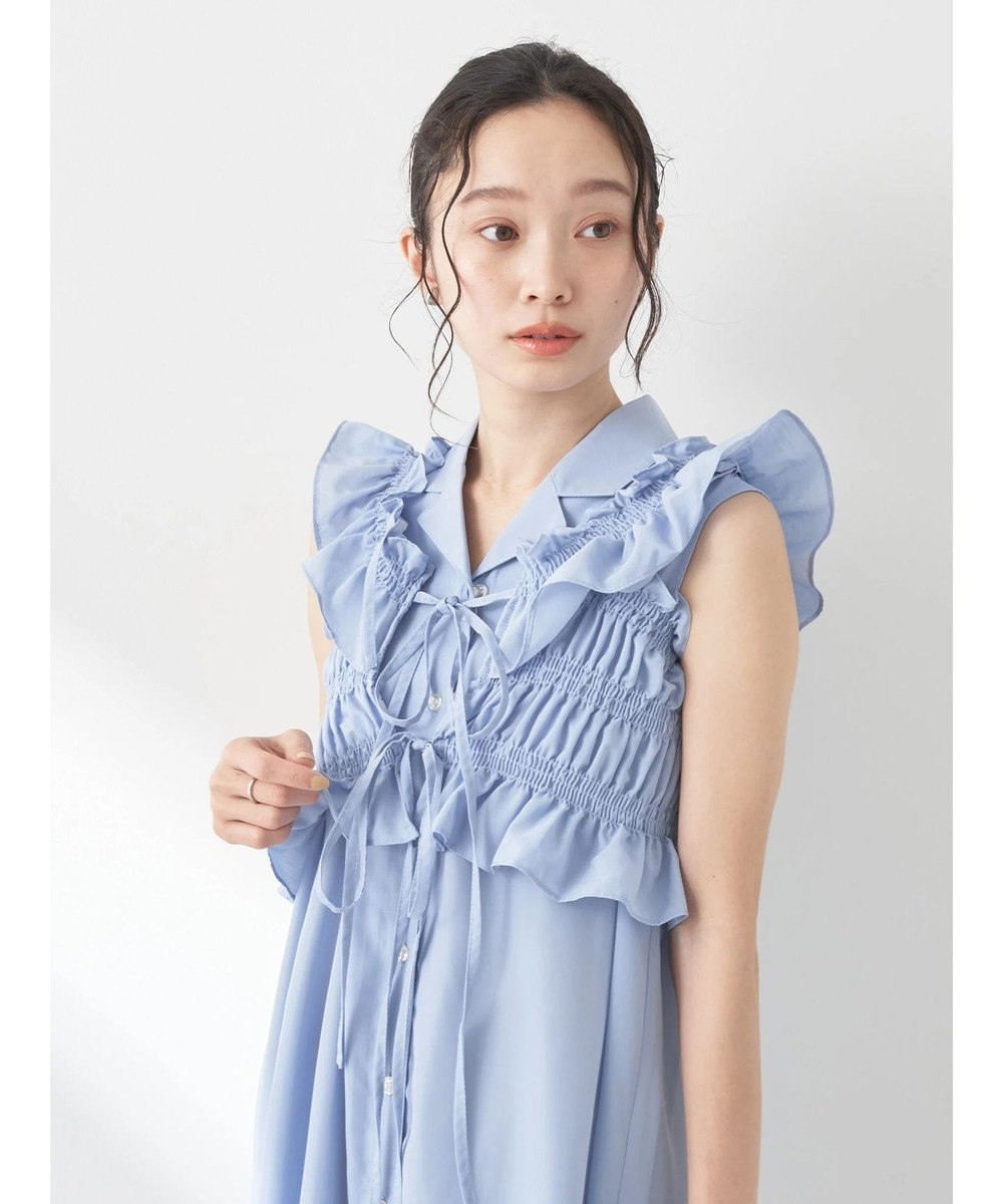 earth music&ecology ＳＥＴ２点シャーリングビスチェ×シャツワンピース 