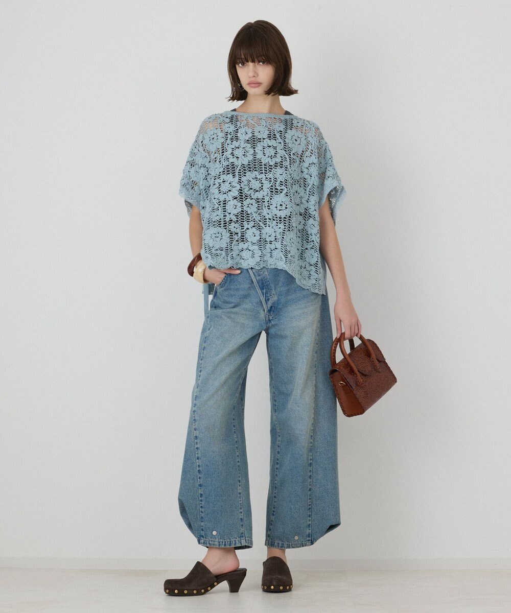 GRACE CONTINENTAL メッシュエンブロイダリーポンチョトップ 