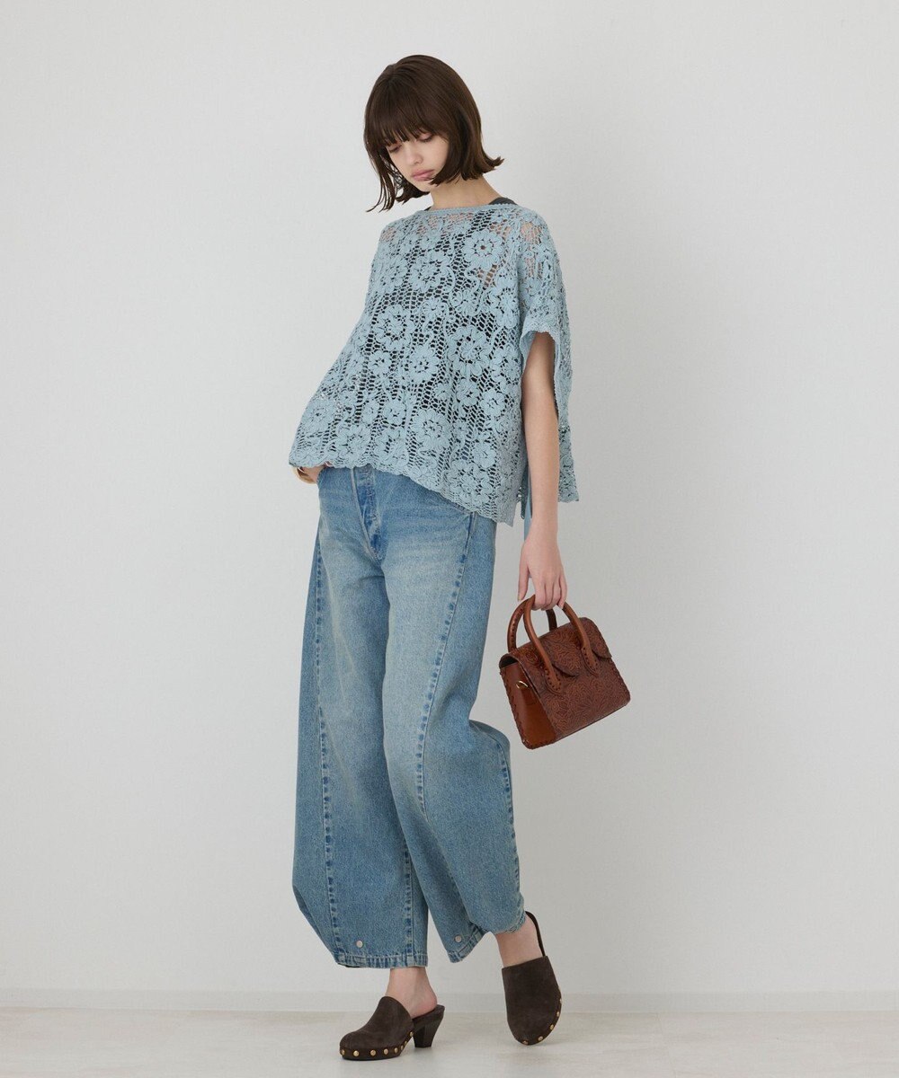 GRACE CONTINENTAL メッシュエンブロイダリーポンチョトップ 