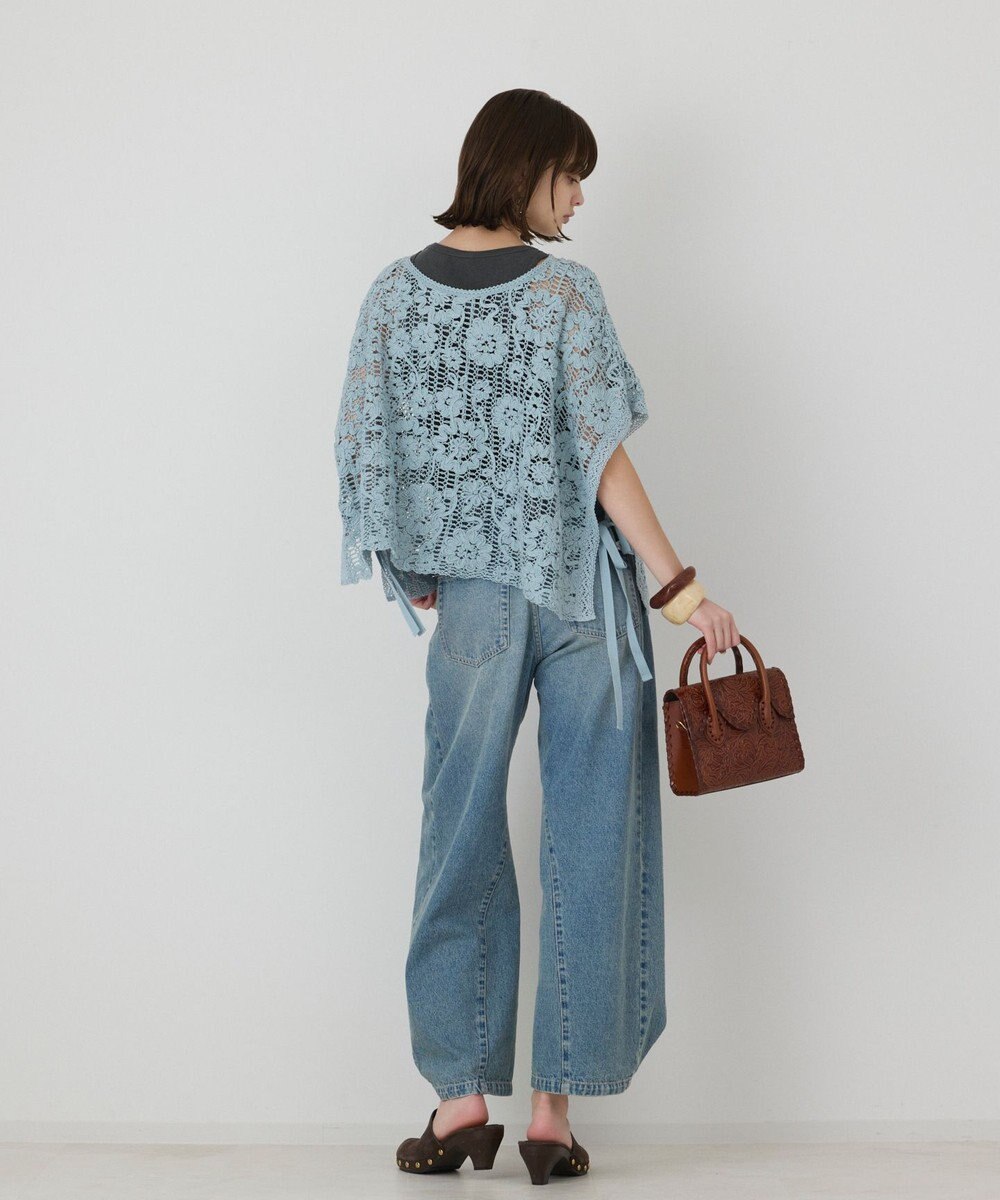 GRACE CONTINENTAL メッシュエンブロイダリーポンチョトップ 