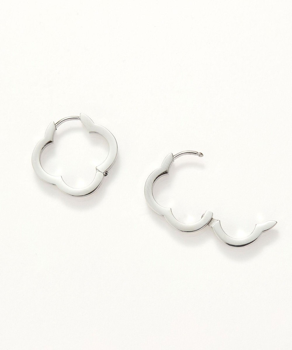 Phoebe 【金属アレルギー対応】フラワーワンタッチフープピアス　シルバー/サージカルステンレス 