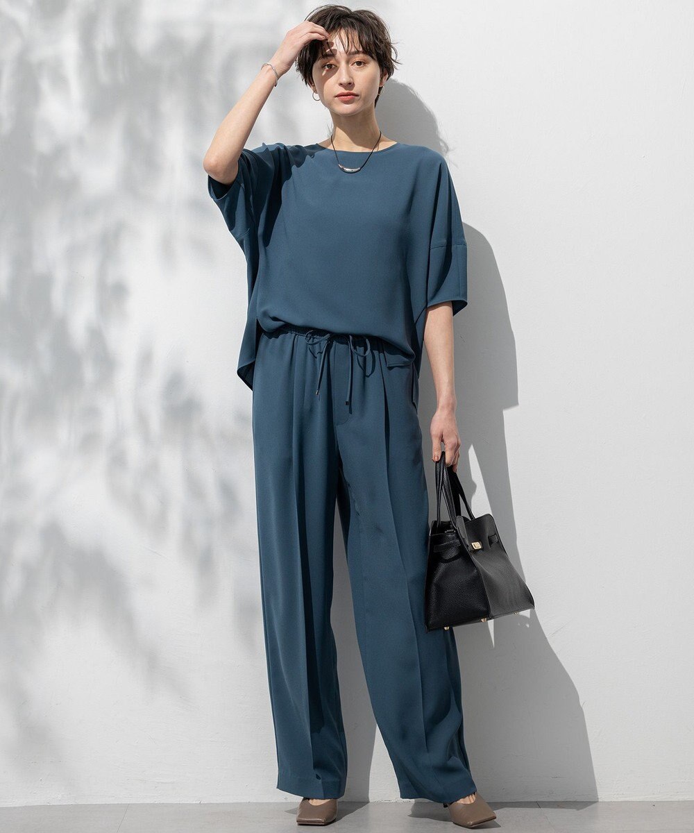 23区 L 【吸水速乾/UVカット/接触冷感】ストレッチジョーゼット ランタンスリーブ カットソー 