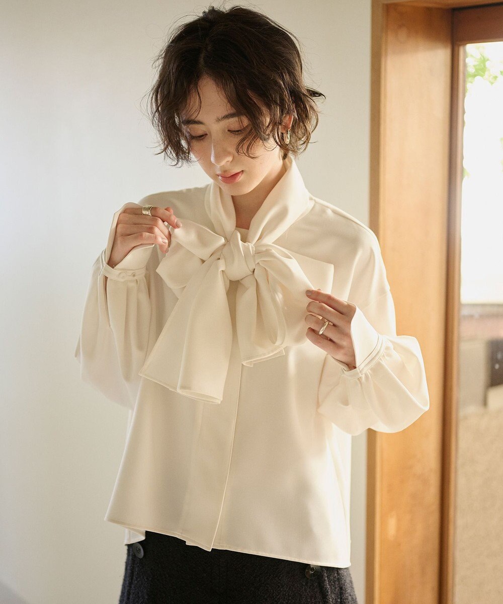 #Newans 【洗濯機可】ビックリボンパウダリーブラウス 