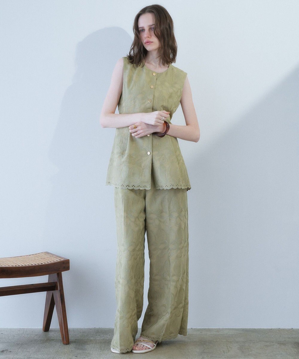 YECCA VECCA 刺繍ペプラムジレ 