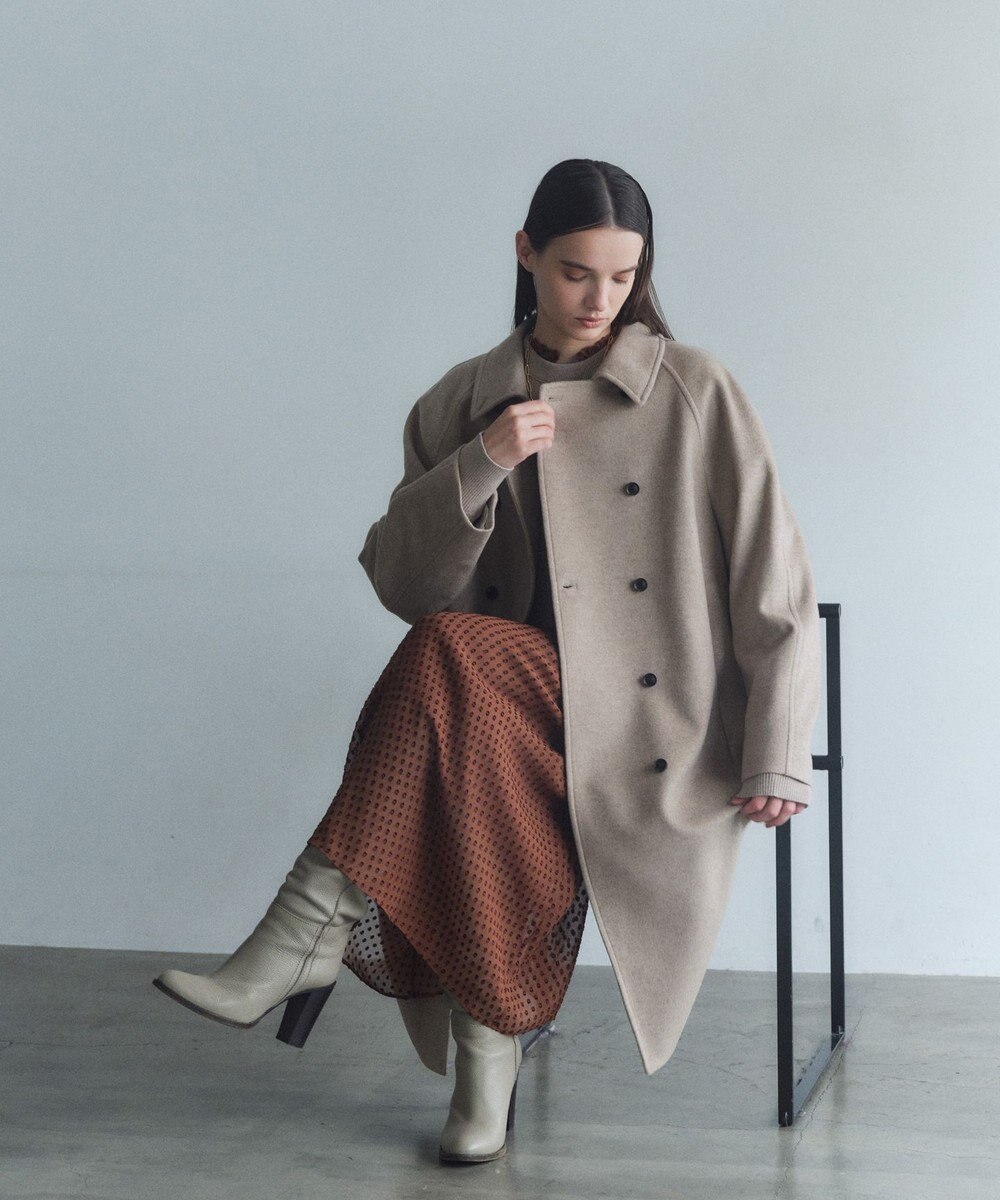 BEIGE， 【VERY NaVY12月号掲載】LABBOCK / ウール混ラグランステンカラーコート 