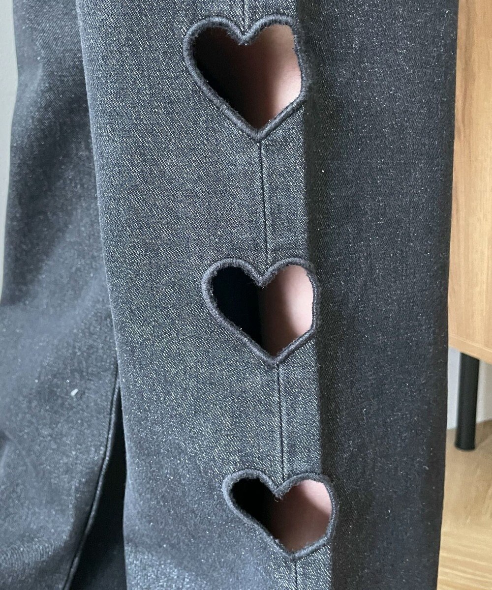 WEGO 【MLサイズ展開】ハートサイドラインストレートパンツ 