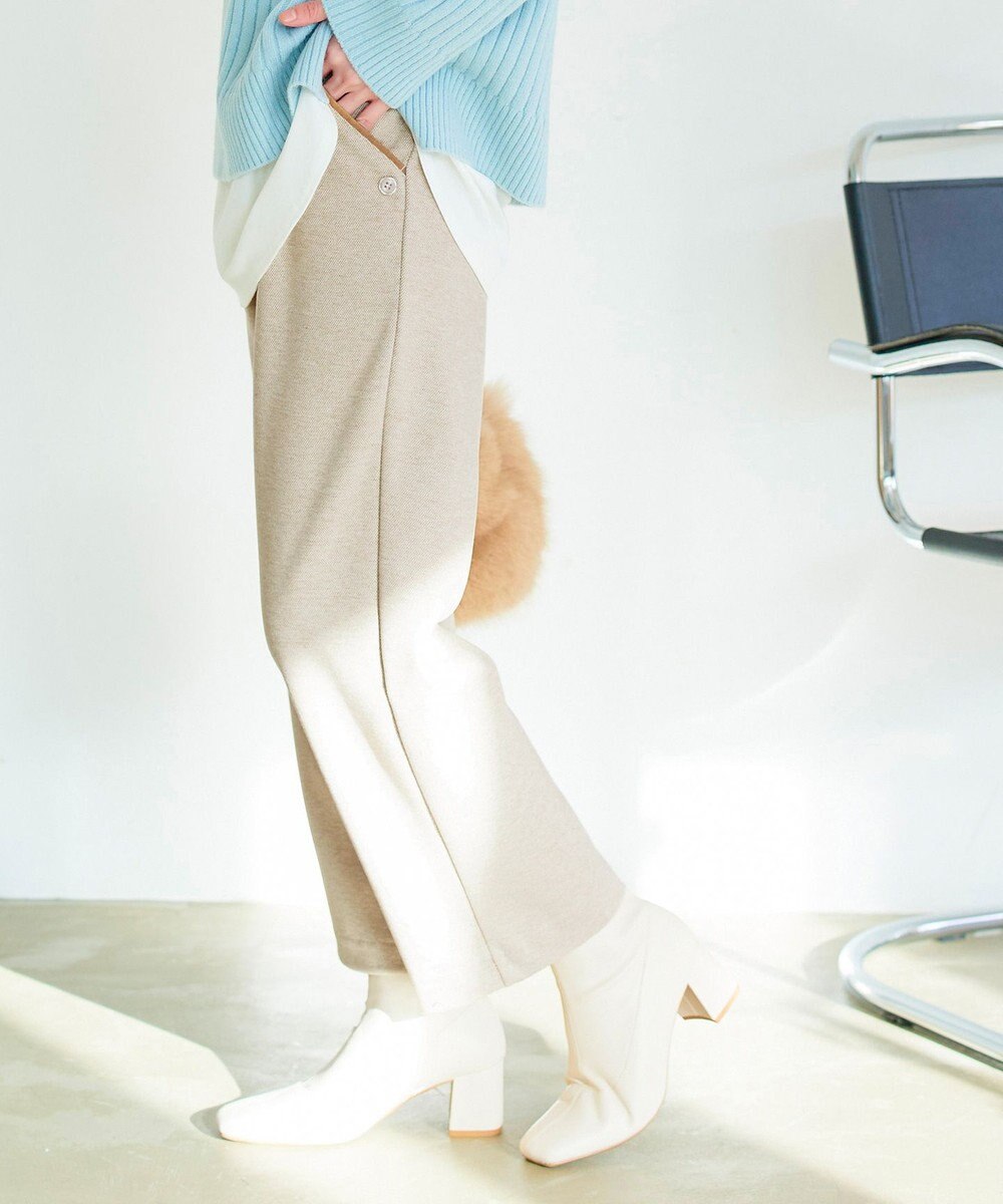 Tiaclasse L ミニチェッカー裏起毛・ストレートパンツ 