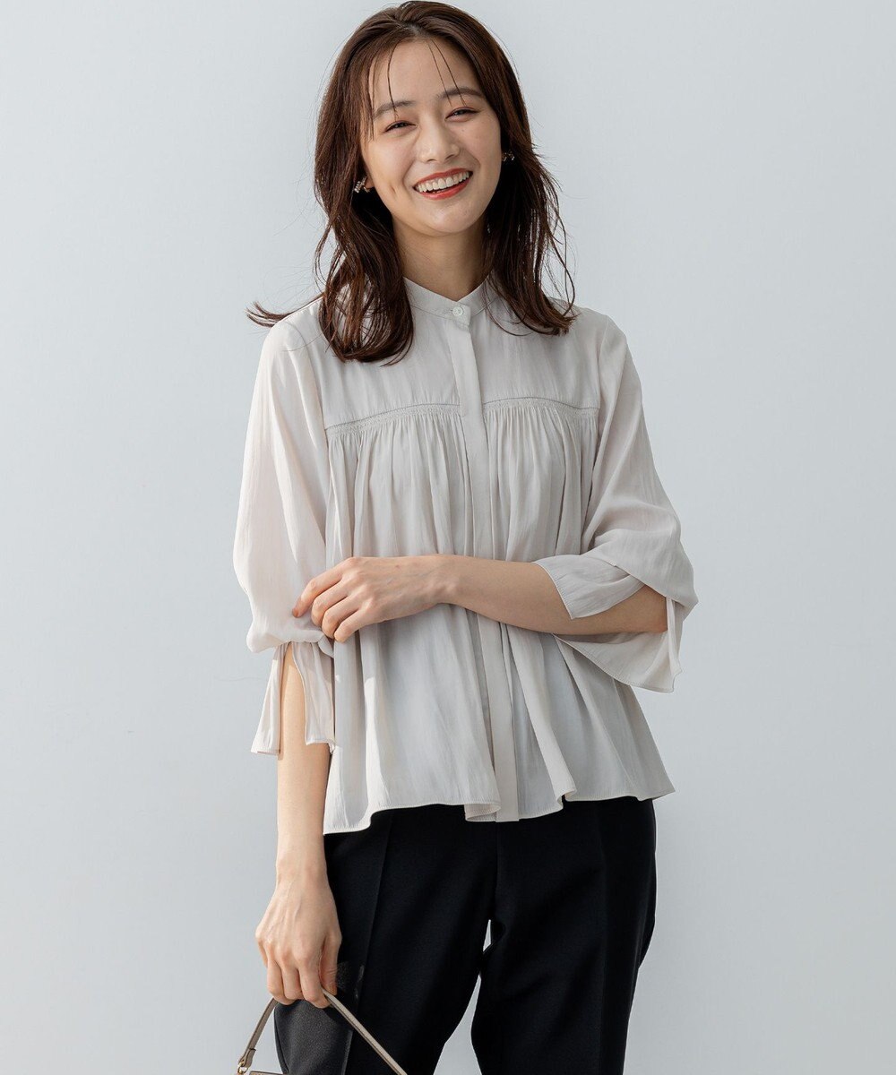 組曲 L 【WEB限定】ギャザーライトデシン ブラウス 