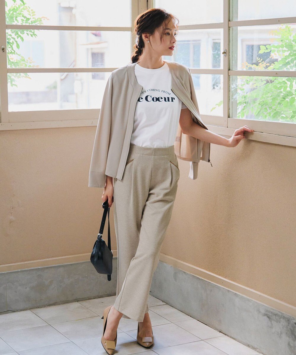 Tiaclasse L ミニチェッカー裏起毛・ストレートパンツ 