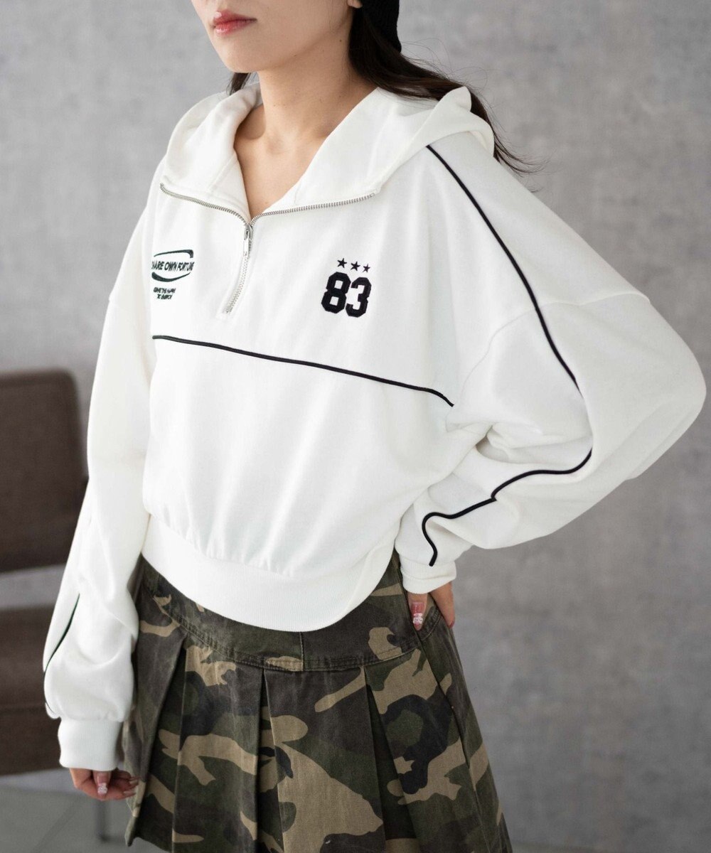 WEGO パイピングハーフジッププルパーカー 