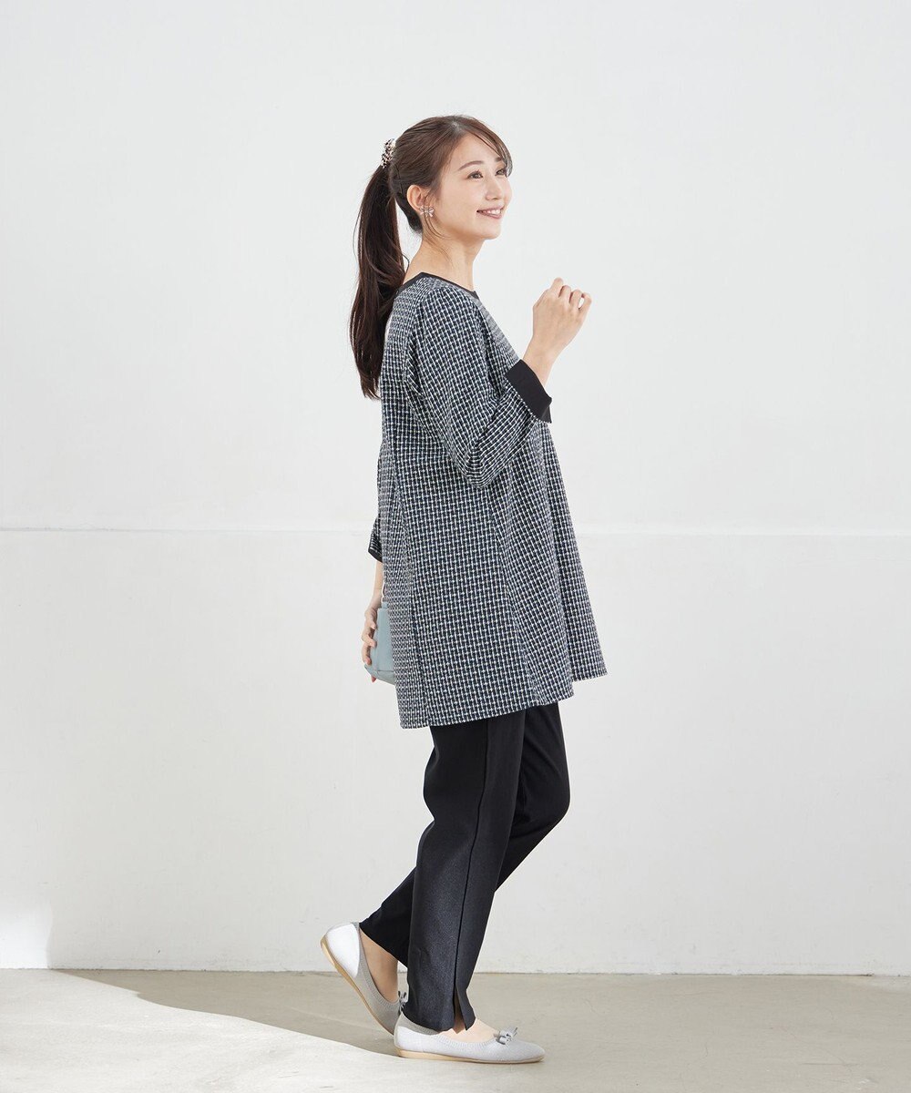 Tiaclasse L 【ストレッチジョーゼット】スリットテーパードパンツ 