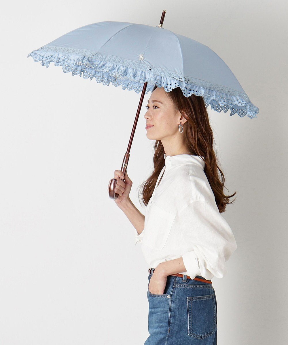 MOONBAT 【遮光/晴雨兼用日傘】POLO RALPH LAUREN(ポロ ラルフローレン) エンブフリル 長傘 遮熱 UV 