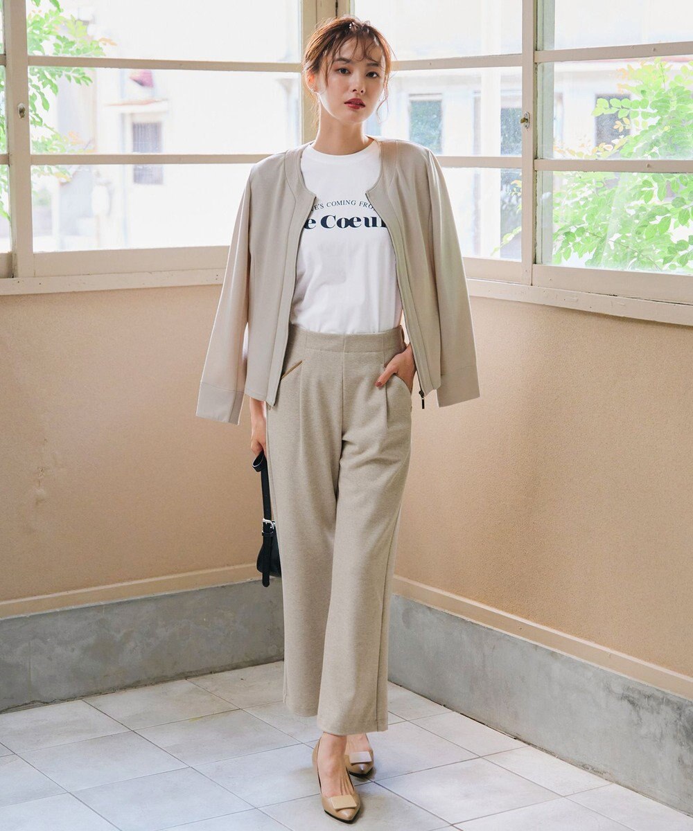 Tiaclasse L ミニチェッカー裏起毛・ストレートパンツ 