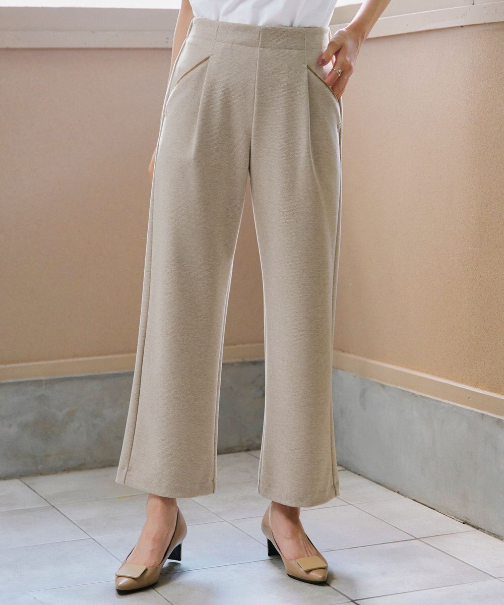 Tiaclasse L ミニチェッカー裏起毛・ストレートパンツ 