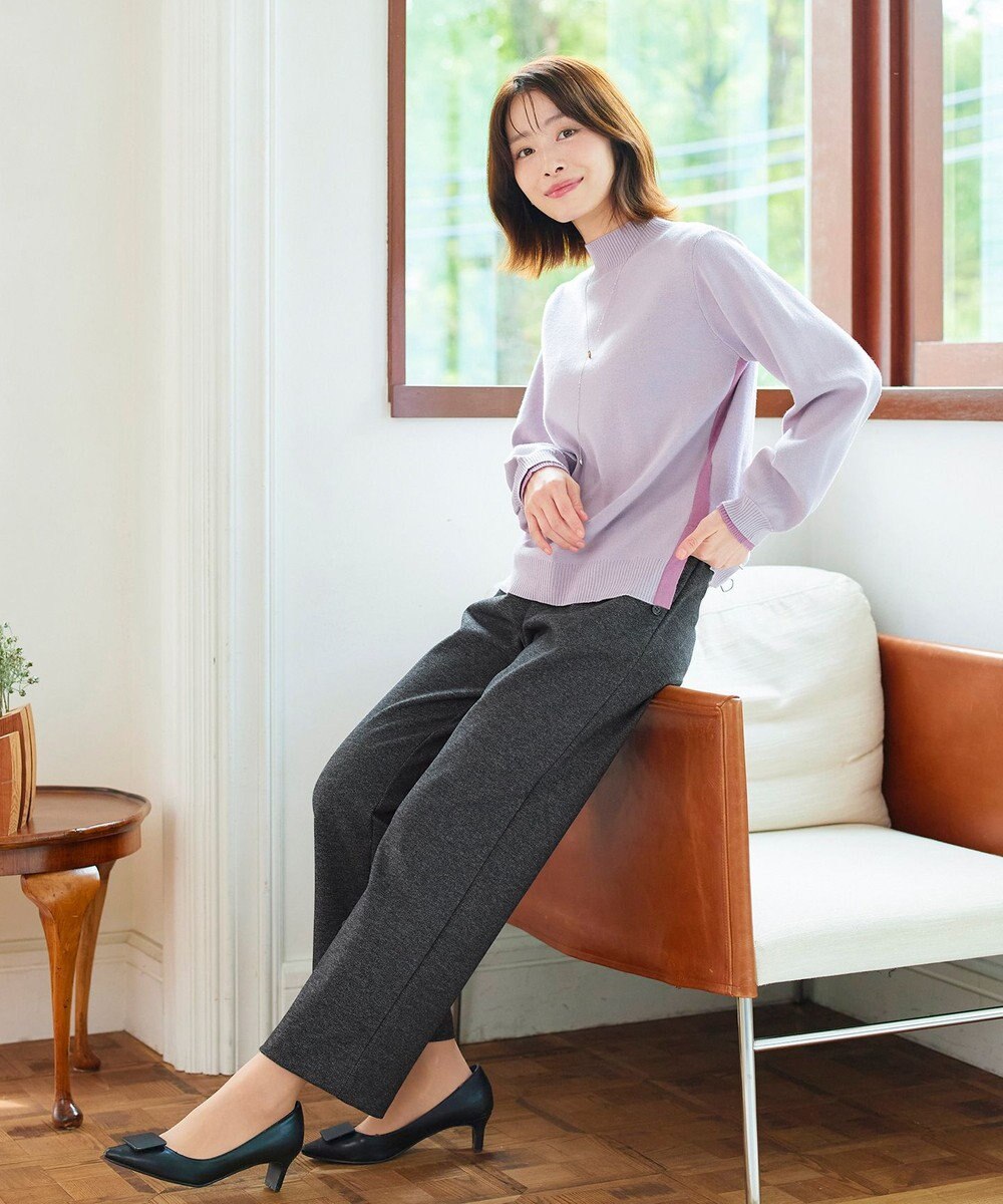 Tiaclasse L ミニチェッカー裏起毛・ストレートパンツ 