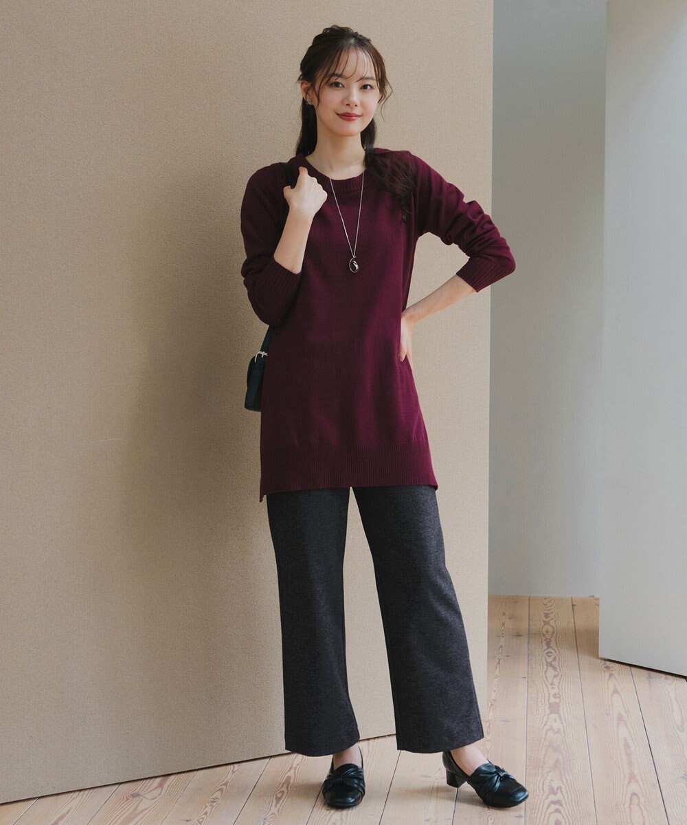 Tiaclasse L ミニチェッカー裏起毛・ストレートパンツ 