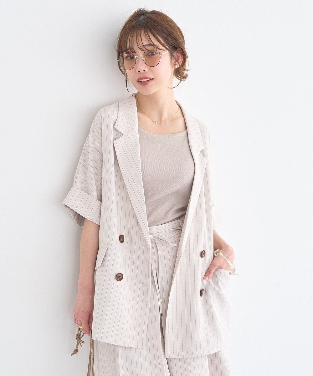 earth music&ecology 【セットアップ対応】リネンライクダブルジャケット 