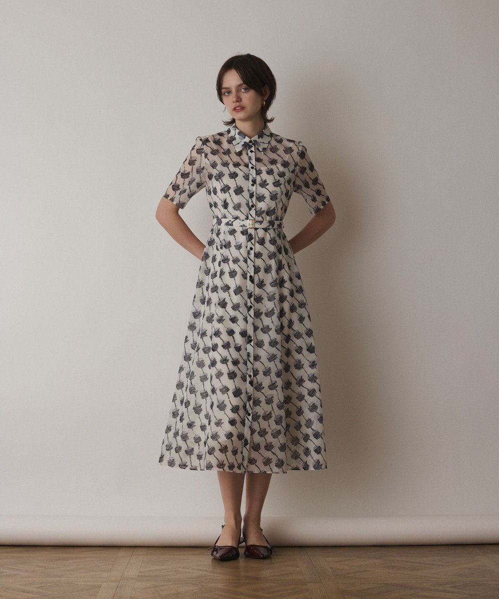 GRACE CONTINENTAL ドローイングプリントワンピース 