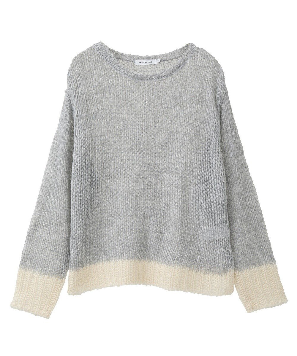 AMERICAN HOLIC モヘアライク配色ニットプルオーバー 