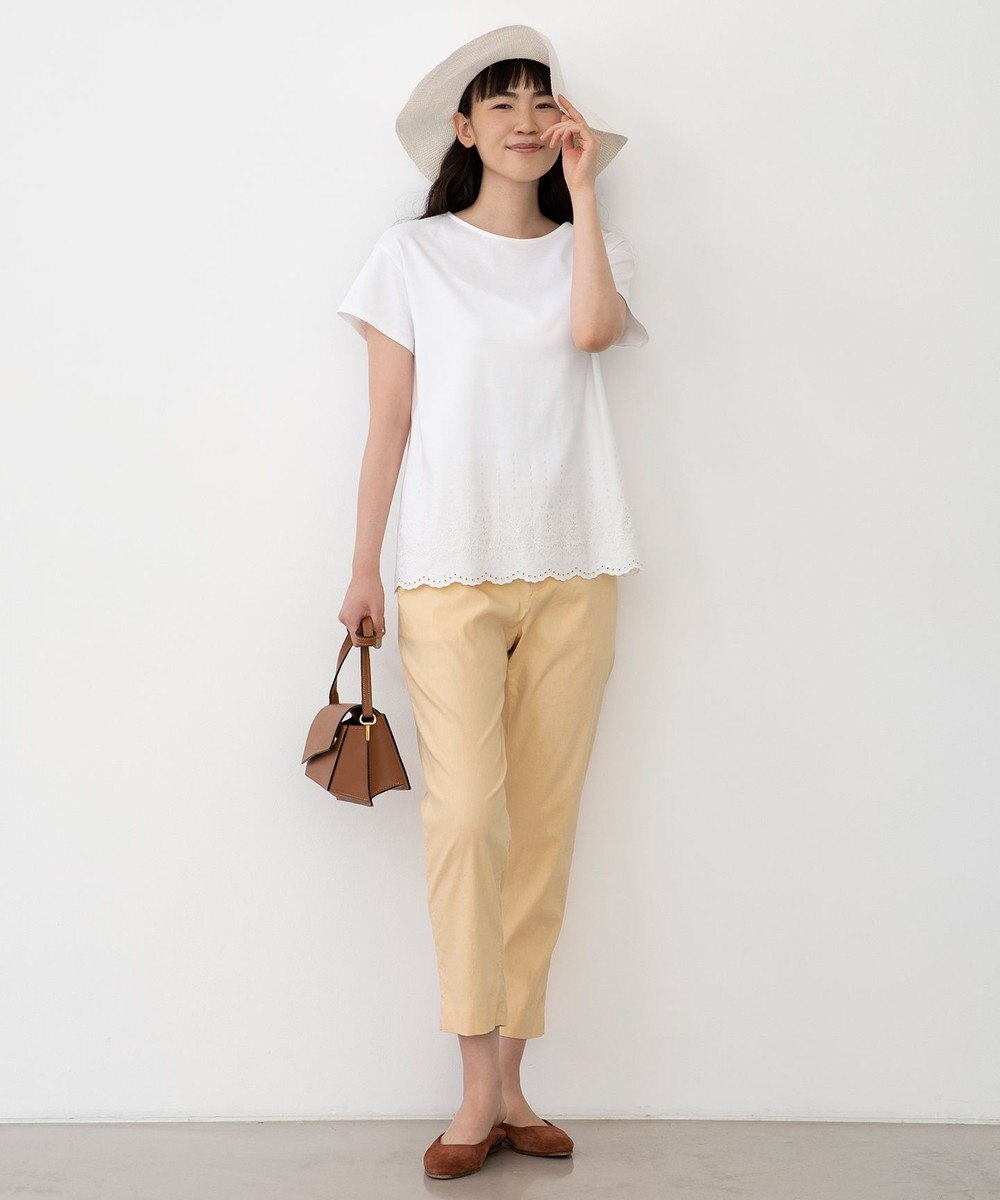 J.PRESS LADIES L 【UVケア・接触冷感】コンパクトコットンスムース 裾刺繍 カットソー 