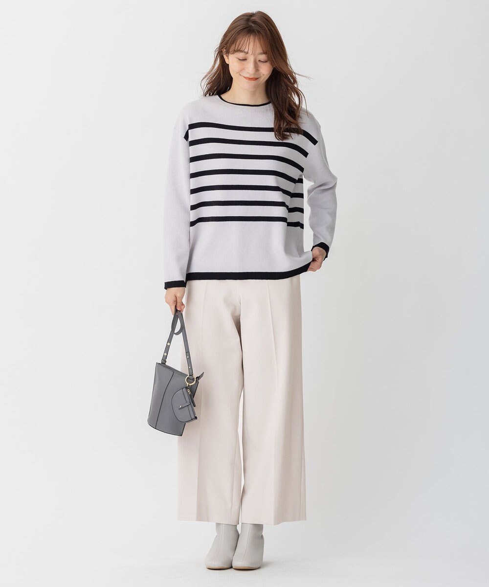 自由区 L 【洗える】コットンカシミヤ ボーダーニット 