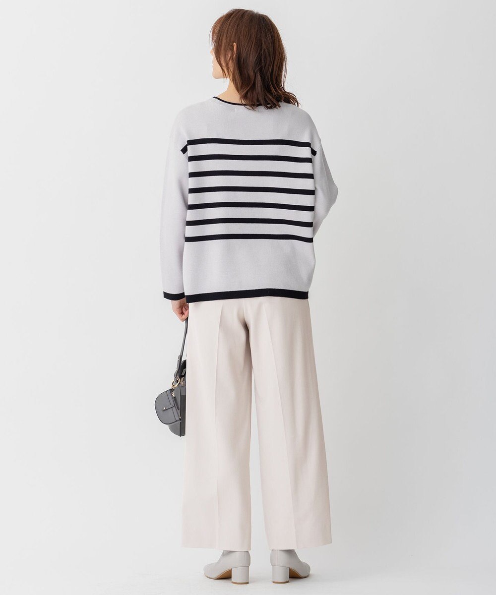 自由区 L 【洗える】コットンカシミヤ ボーダーニット 