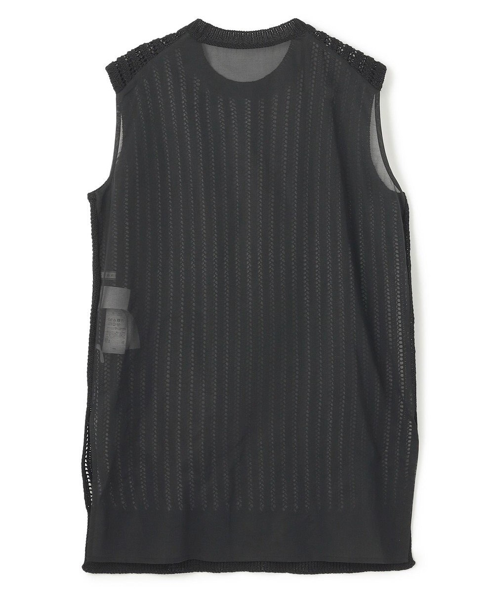 BEIGE， 【洗える】ALOE / コットンメッシュオーガンジーノースリーブニット 