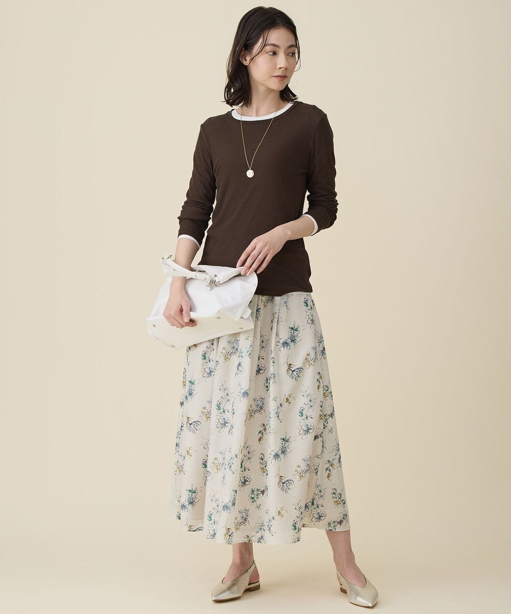 自由区 L エアリーローン花柄プリント スカート 