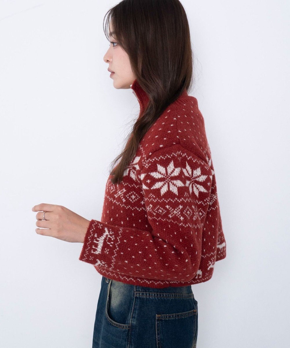 WEGO ユキガラダブルジップカーデ 