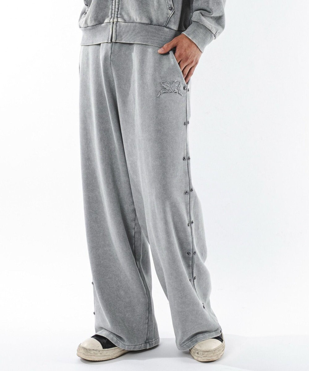 WEGO 【ユニセックス着用ITEM】ブリーチスタッズロゴスウェットパンツ 