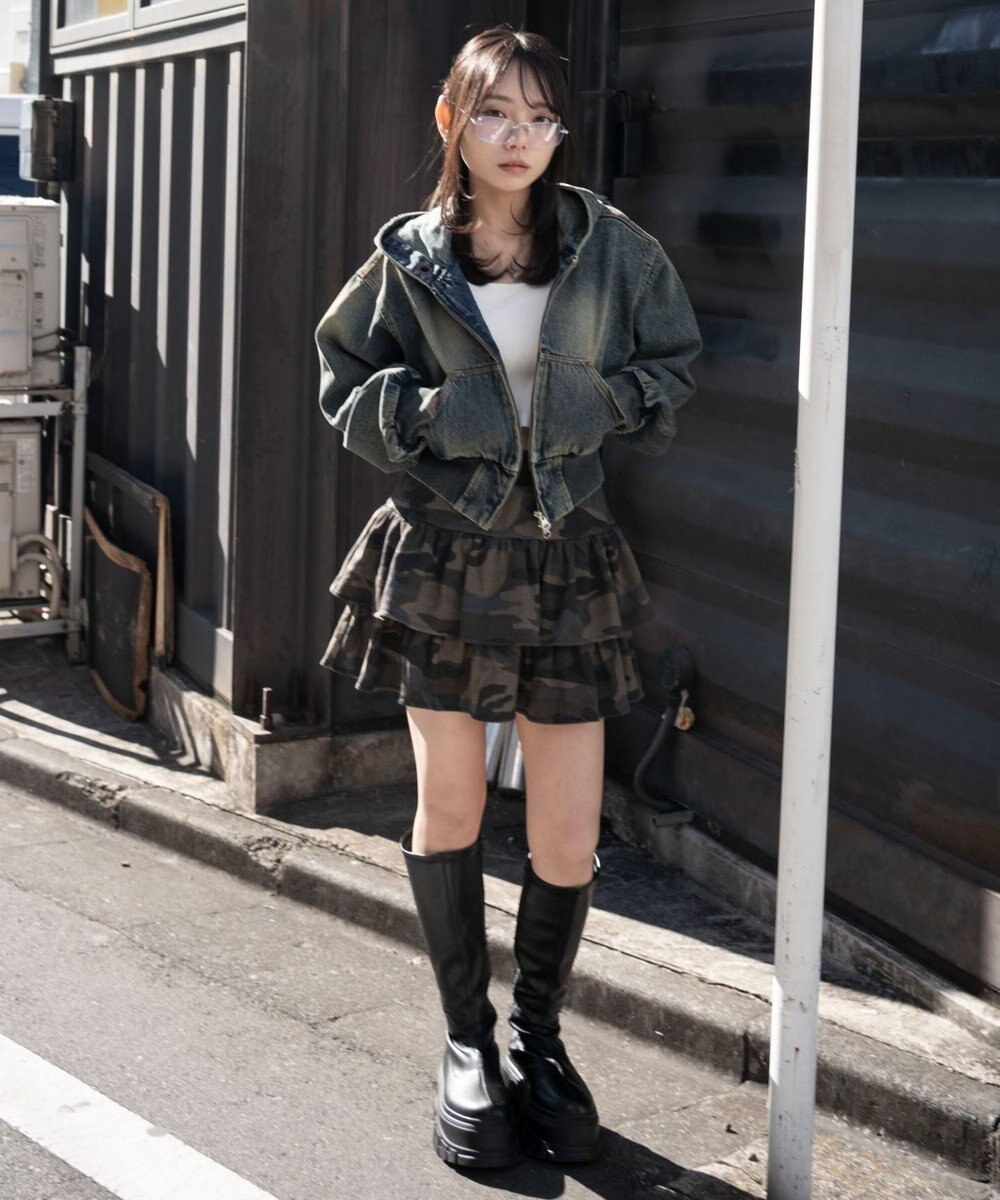 WEGO デニムショートフードブルゾン 