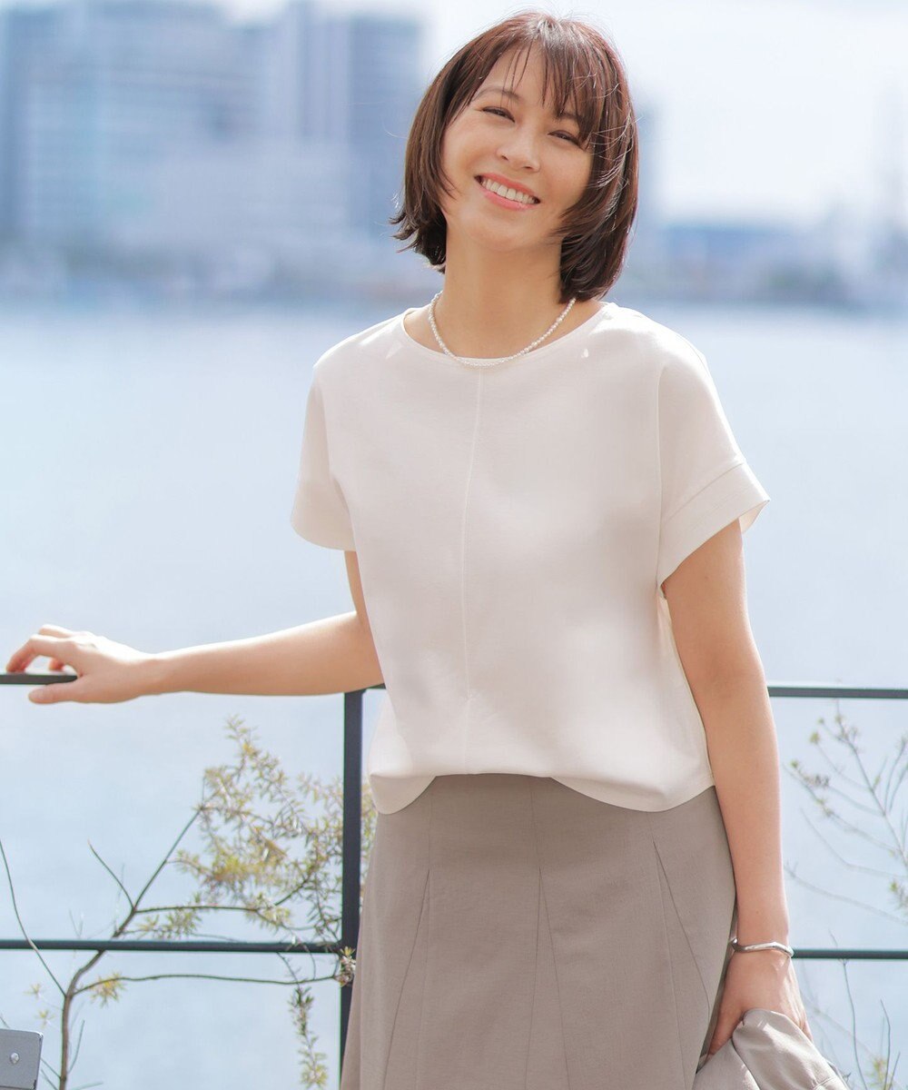 J.PRESS LADIES L 【2WAY】コットンスムース フレンチスリーブ カットソー 