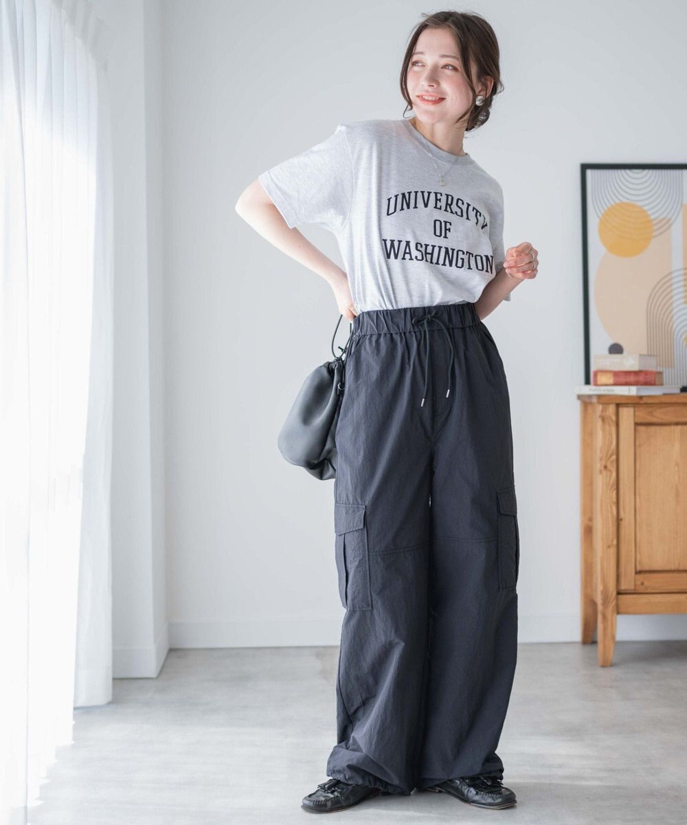 WEGO 【ウエストゴム】ナイロンイージーワイドカーゴパンツ 