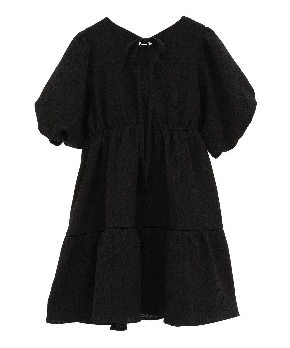 earth music&ecology バックリボンパフスリーブミニワンピース 