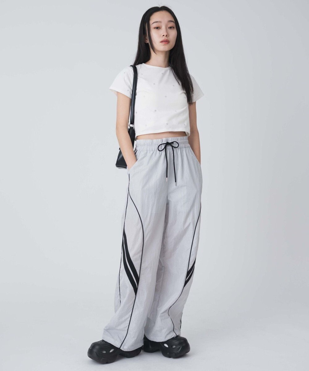 WEGO 【ウエストゴム】パイピングトラックパンツ 