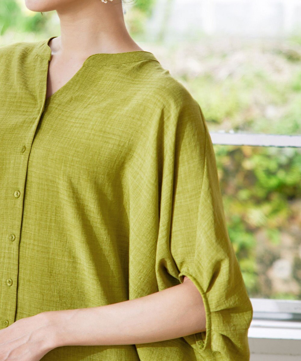 Tiaclasse 【洗える】麻調ドルマンタックシャツ 