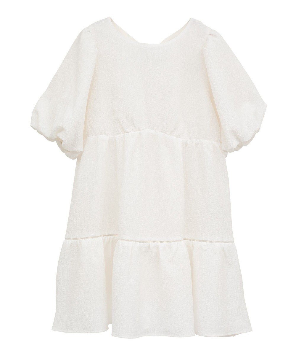 earth music&ecology バックリボンパフスリーブミニワンピース 