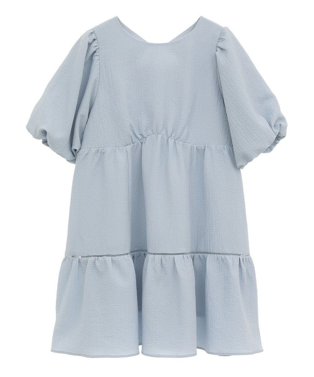 earth music&ecology バックリボンパフスリーブミニワンピース 