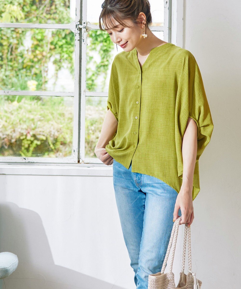 Tiaclasse 【洗える】麻調ドルマンタックシャツ 