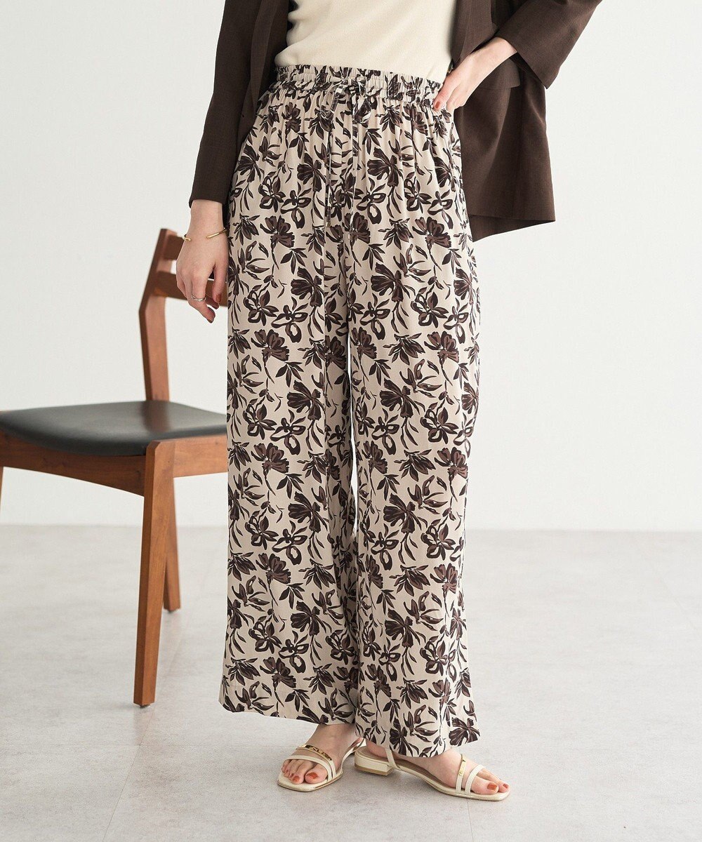 YECCA VECCA アートプリントスリットワイドパンツ 