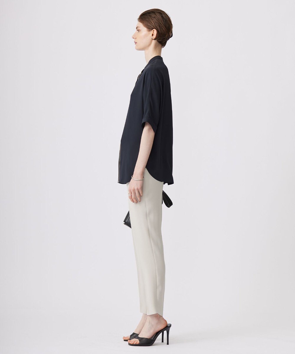 ICB L 【新色追加・接触冷感・UVケア・速乾・洗える】BackSatinAmunzen 5分袖バンドカラーブラウス 