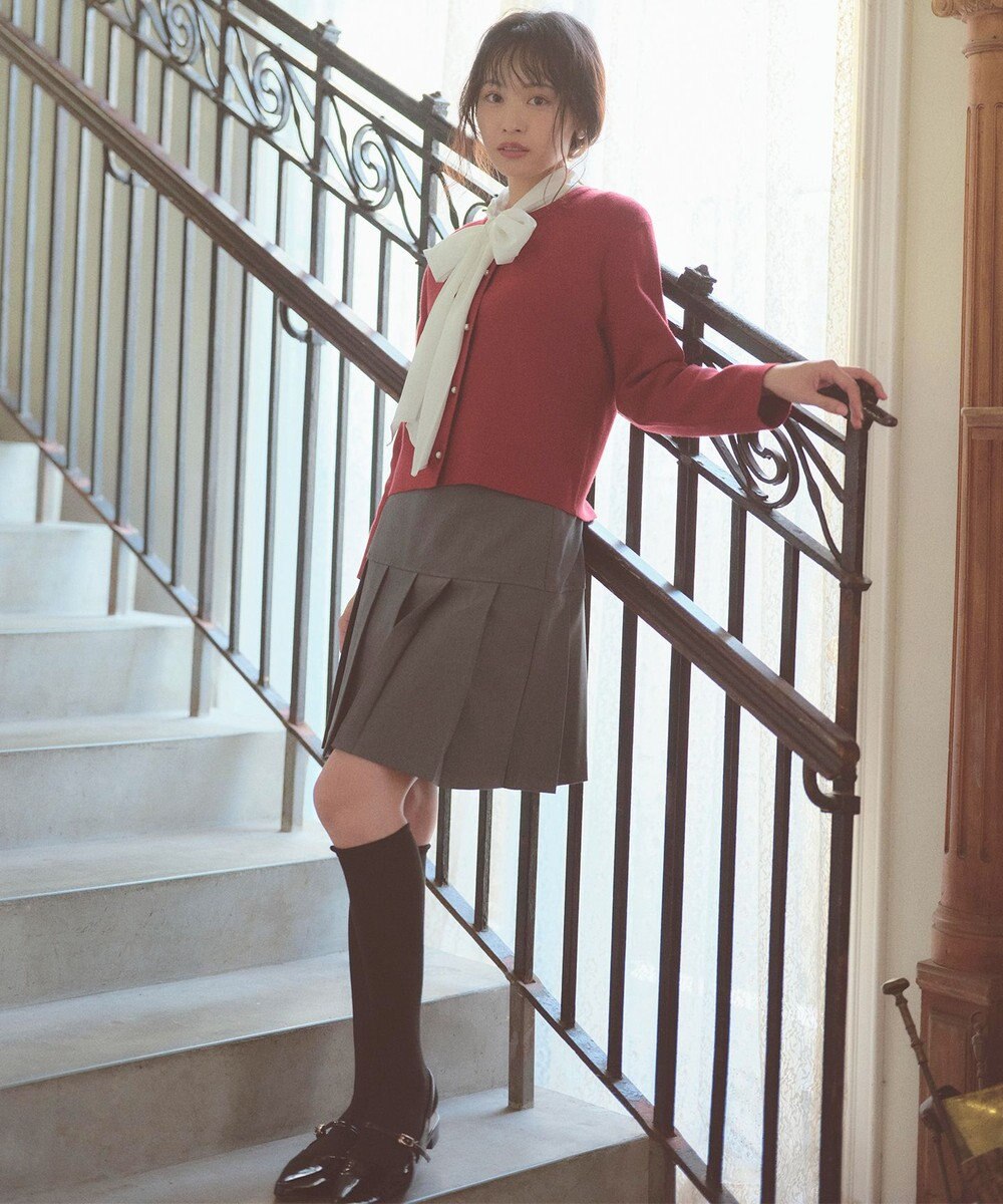 Feroux 胸元刺繍パールニット カーディガン 