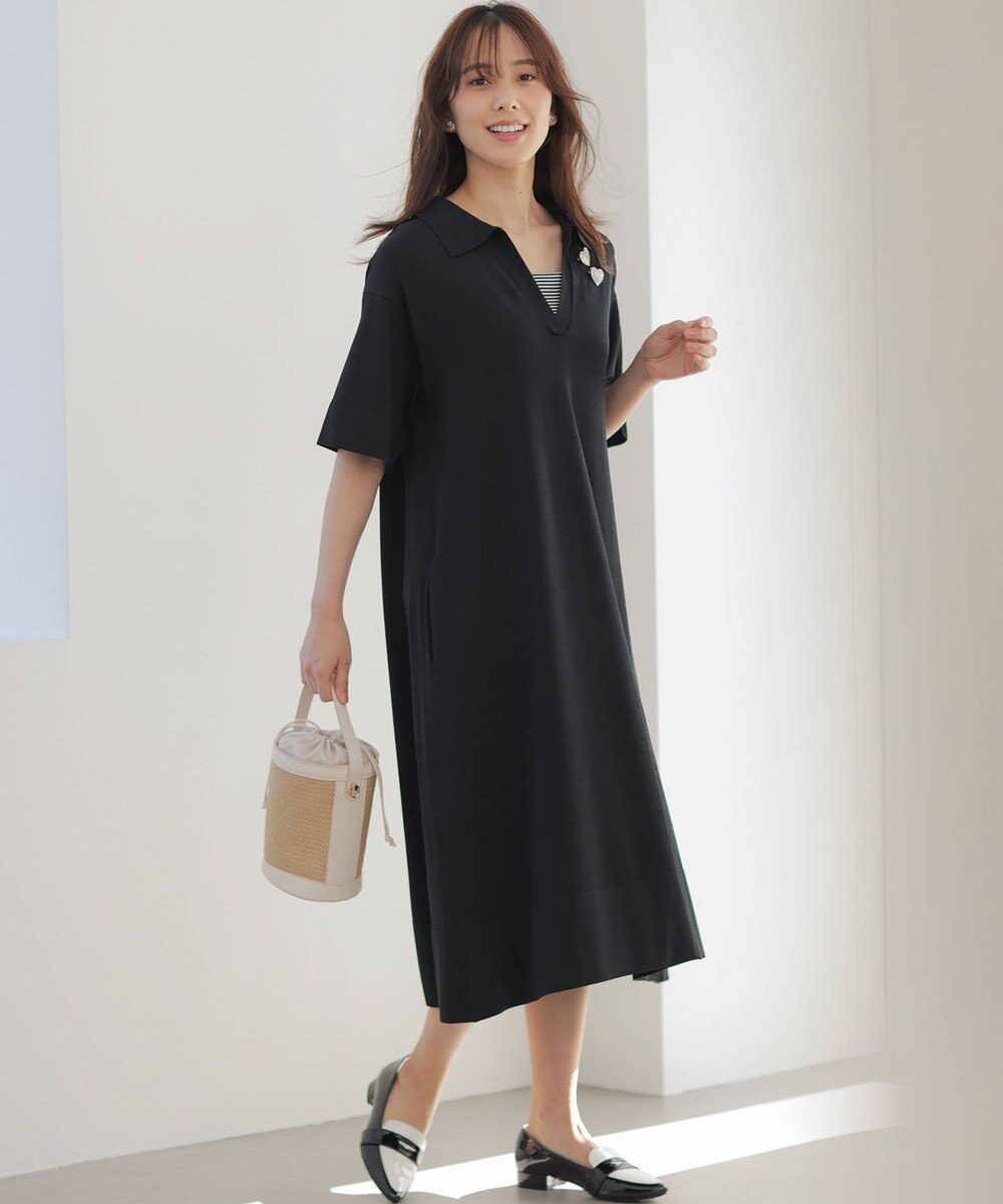 組曲 クリアストレッチスキッパーニット ワンピース 