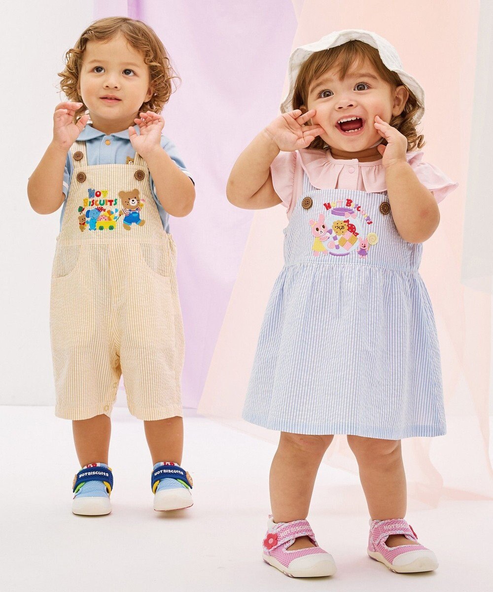 MIKI HOUSE HOT BISCUITS 【70-110cm】 キャビット×お菓子シリーズ サッカー素材ジャンパースカート 