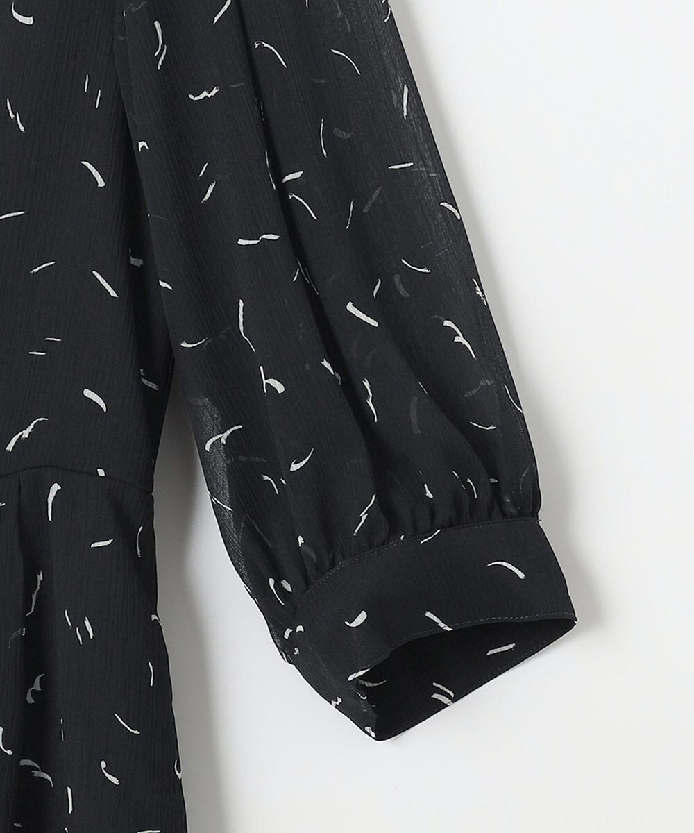 自由区 L 【洗える】ドローイングタッチプリント ワンピース 